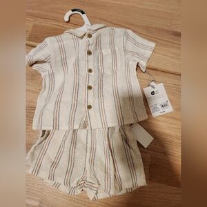 Cream Striped Baby Boy Outfit